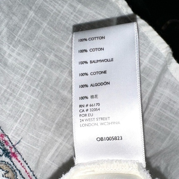 Free People Wind In Her Hair Boho Embroidered Cotton Beachy Peasant Top Sz S - Picture 9 of 9